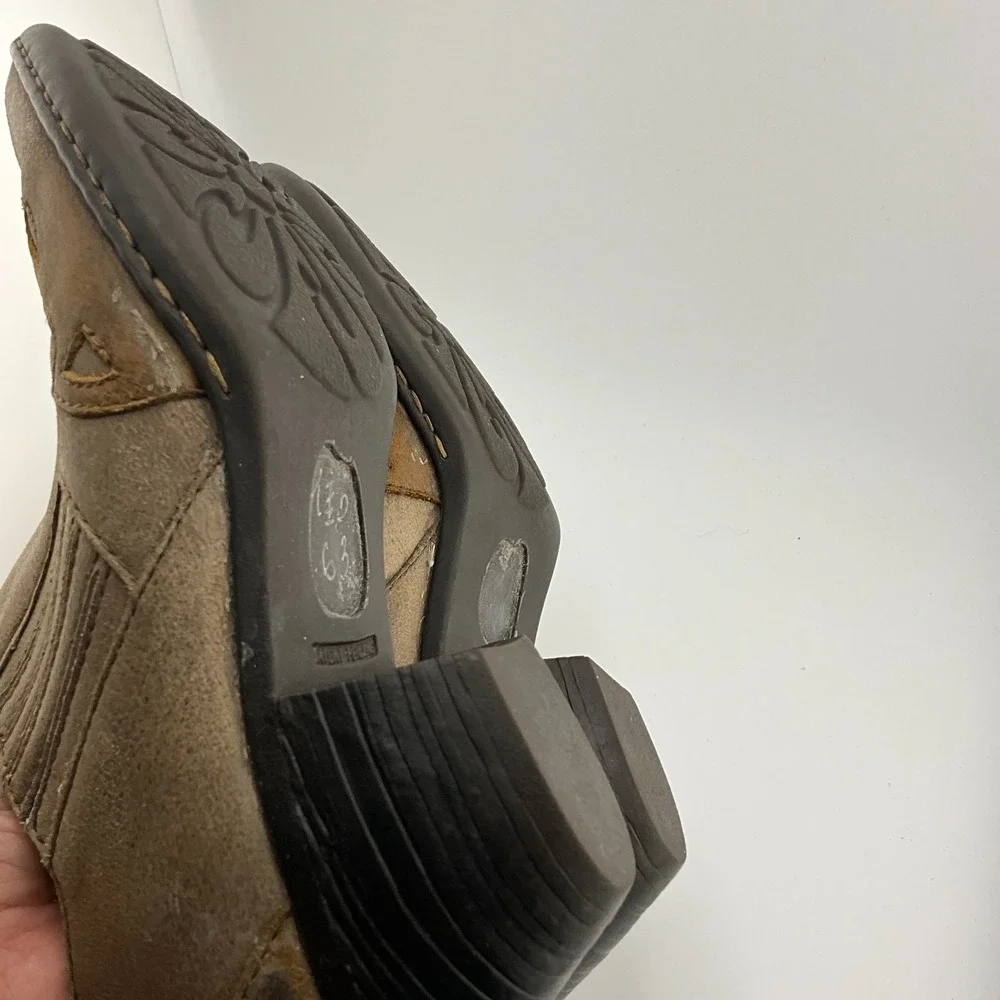 Born Amibeth Basa Nova Taupe‎ & Brown Leather Ankle Bootie B75516 Women Size 7.5